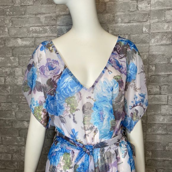 NWT! BECCA Floral V-Neck Cover-Up Tunic M/L - Picture 4 of 10